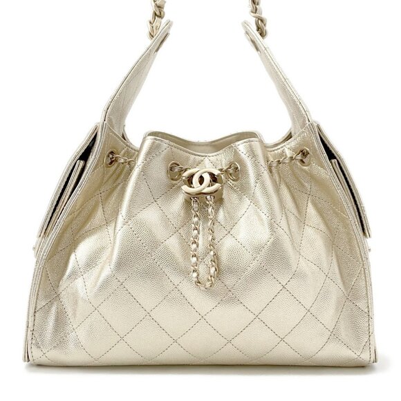 CHANEL Handbags - CHANEL Chain Coco Mark Matelasse Caviar Gold 25 Small AS5293 - COA Included